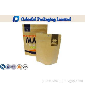Custom printed Kraft Paper Matte Black Stand up Pouch For C